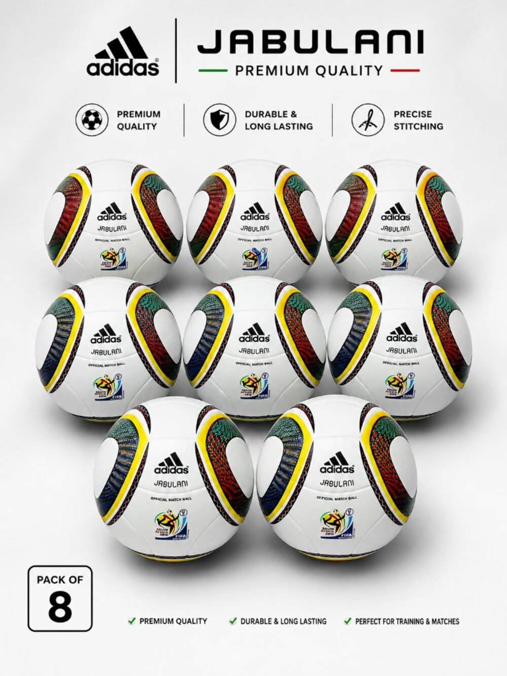 Jabulani Football Match Ball FIFA World Cup 2010 Soccer Ball Size 5 pack# 8